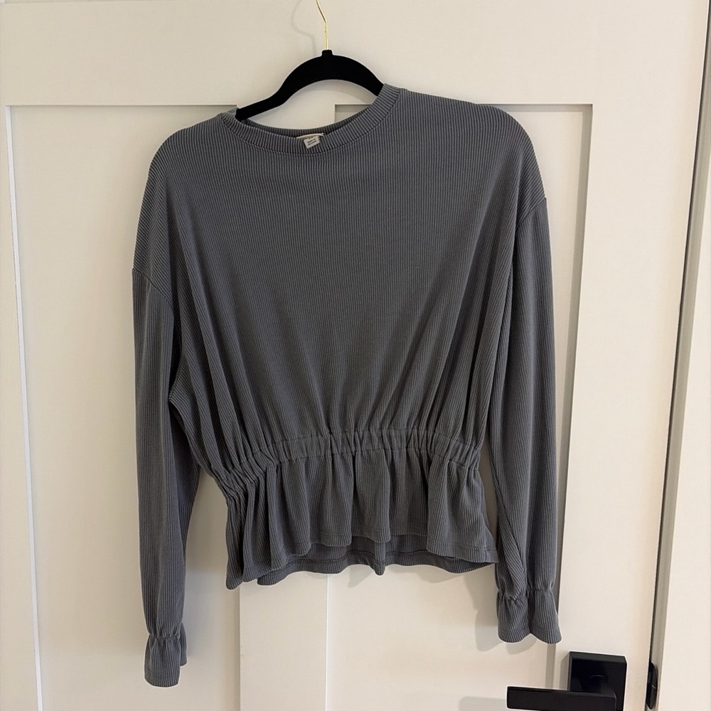 a new day Gray Gathered Waist Blouse